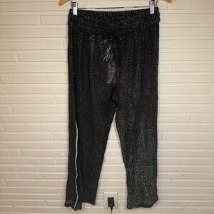 Turks & Caicos Black Shimmer Wide Leg Sheer Cover UP Pants, Women’s Size Large